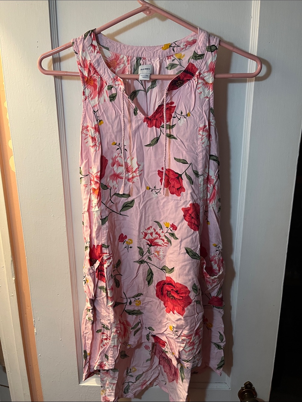Old Navy Pink Floral Sleeveless High-Low Tunic Dress